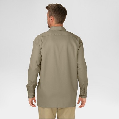 Dickies Men's Original Fit Twill Long Sleeve Shirt-Khaki L, Size: Large, Green
