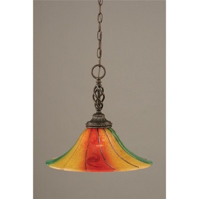 Toltec Lighting Elegante 1 - Light Pendant in  Dark Granite with 16" Mardi Gras Shade
