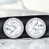 Slickblue Stunning Blue-Green/Clear CZ Halo Earrings – Rhodium-Plated, Cubic Zirconia, Timeless Studs for Women - 3 of 3
