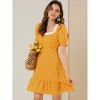 Allegra K Women's Summer Sweetheart Neck Ruffled Hem Puff Short Sleeve Polka Dots Dress - 2 of 4