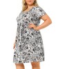 Agnes Orinda Women's Plus Size Floral Inverted Box Pleat Boho T-Shirt Dresses - 2 of 4