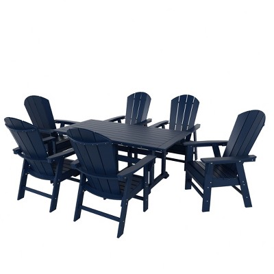 WestinTrends 7 Piece Outdoor Patio Dining Table and Adirondack Armchair Set