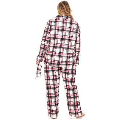 Women's Plus Size Pink Plaid Three-Piece Pajama Set