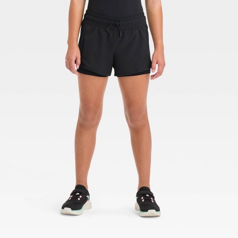Girls' 2-in-1 Shorts - All In Motion™ Black S