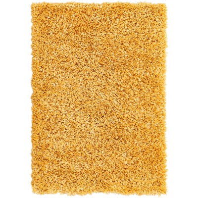 Sun Yellow Rectangular Shag Indoor Synthetic Rug