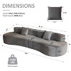 109" Modern Sectional Curved Couch, Upholstered 4-Seater Sofa with 2 Throw Pillows,Luxury Chenille Boucle Couches with High-Density Foam - 4 of 4