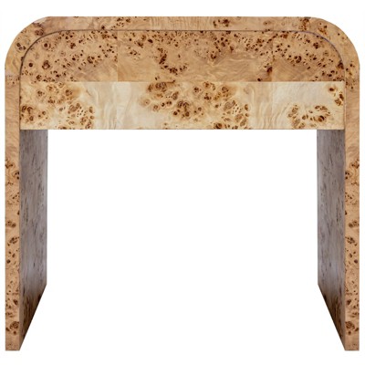 Natural Burl Wood Mid-Century Modern Nightstand with 1 Drawer