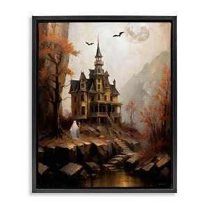 Stupell Industries Haunted Castle with Ghost Floating Frame Canvas Art - 1 of 4