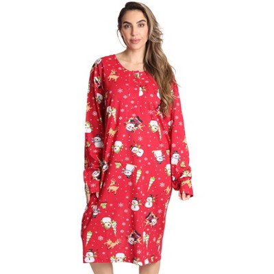 Just Love Womens Nightgown - Long Sleeve Henley Oversized Sleepwear Gown