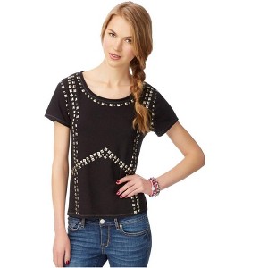 Aeropostale Womens Studded Scoop Neck Embellished T-Shirt - 1 of 1