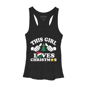 Women's Design By Humans This Girl Loves Christmas Thumbs White Text By personalized Racerback Tank Top - 1 of 3