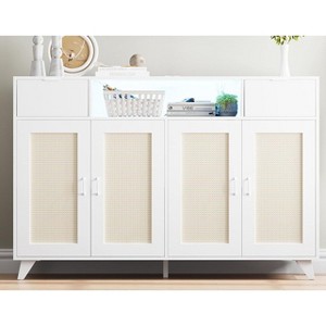 Jojoka Sideboard Buffet Cabinet,4 Rattan Doors 2 Drawers Accent Storage Cabinet - 1 of 4