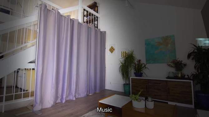RoomDividersNow Polyester Curtain Kit Large 8ft Tall x 14ft Wide, Stone White, 2 of 5, play video