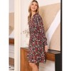 INSPIRE CHIC Women's V Neck Floral Smocked High Waist Long Sleeve Ruffle A Line Knee Length Dresses - 4 of 4