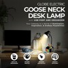 Globe Electric 6.3 x 6.69 x 10.63 Inches Goose Neck Desk Lamp with 10 Watt A-19 Non Dimmable LED Bulb, 2.1a USB Port and Organizer, Black - image 3 of 4