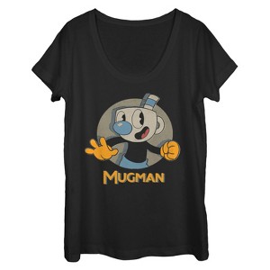 Women's Cuphead Mugman Portrait Circle Scoop Neck - 1 of 3