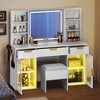 Modern Vanity Desk with Stool Makeup Table LED Lighted Mirror RGB Glass Cabinets 3 Drawers Shelves for Bedroom Dressing Room Dresser - 2 of 4
