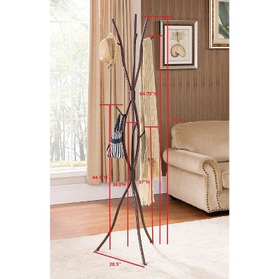 Bronze Branch Style Metal Coat Rack, 79" Tall