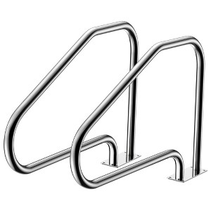 Costway Pair of Swimming Pool Hand Rail 49'' Stainless Steel Pool Stair Rail w/Base Plate - 1 of 4