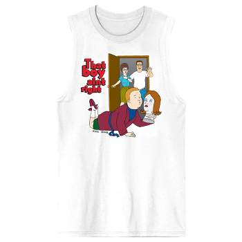 King Of The Hill That Boy Ain't Right Crew Neck Sleeveless White Men's Tank Top