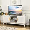 Tangkula TV Console Table with Storage for TV up to 65" Wood Entertainment Center w/Rattan Cabinets for Living Room Bedroom White - 2 of 4