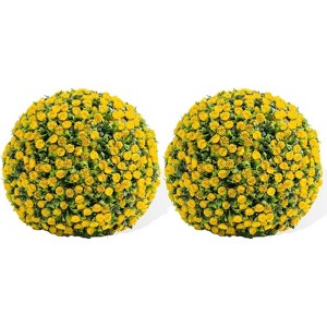 21.7" Artificial Topiary Balls Set of 2, Flower Topiary Balls Decorative Balls for Outdoor and Indoor, Wedding Decoration,Pink Rose - 1 of 4