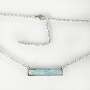 Clotth Stainless Steel Opal Pendant Necklace for Women | Geometric Opal Cubic Zirconia Delicate Choker |Opal Necklace with Appeal - 1 of 4