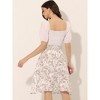 Allegra K Women's Floral Print Smocked Elastic Waist Midi Flowy Tiered Ruffle Skirt - 4 of 4
