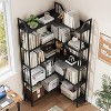 Corner L-Shaped Bookshelf, Industrial-Style Corner Shelving Five-Tier L-Shaped Bookshelf with Bead-Decor Design Suitable for Living Rooms - 4 of 4