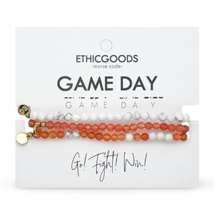 Morse Code Game Day Stacker Bracelets: White & Orange | ETHICGOODS - 1 of 4
