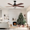 YUHAO 52 in.Indoor MatteBlack Standard Ceiling Fanwith Light, Remote Control Included and Walnut Wood Blades - 2 of 4