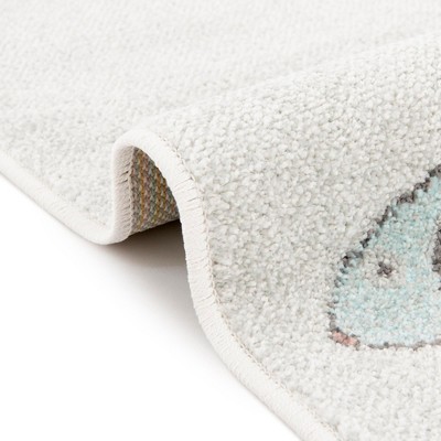 Gray Synthetic Easy Care Stain-resistant Kids Runner Rug