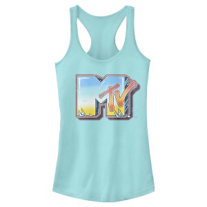 Juniors Womens MTV Shimmery Logo Racerback Tank Top - 1 of 3