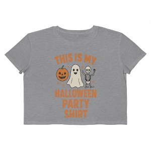 Rerun Island Women Halloween Party Shirt Shapes Short Sleeve Graphic Cotton Cropped Loose T-shirt - 1 of 4