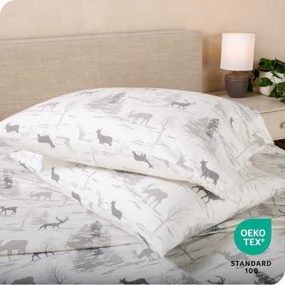 Elk Print Twin XL Cotton Flannel Deep Pocket Sheet Set