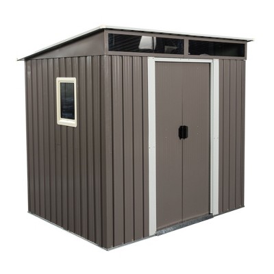 NicBex 6 x 5 Ft Outdoor Metal Storage Shed with Window and Transparent plate for Backyard Garden,Patio