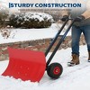Heavy Duty Snow Shovel with Wheels, 5-Position Angle & Height Adjustable Handle, Sidewalk Yard Snow Plow, Driveway Snow Removal - 4 of 4