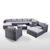 GDFStudio Avianna Outdoor Wicker 8 Seater Sectional Sofa Chat Set with Ottoman - 2 of 4