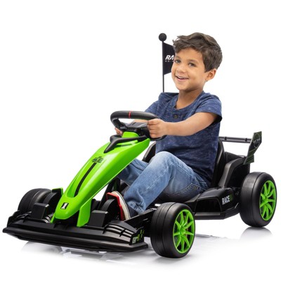 Go Kart Electric Ride On Car，24V Ride On Go Kart for Kids，Drift Kart Car with Adjustable Seat,7.5MPH Fast Drifting Circling