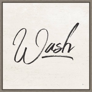 16" x 16" Laundry Script I by Jess Aiken Framed Wall Canvas - Amanti Art: Modern Style, Sawtooth Back, Lithograph Medium - 1 of 4