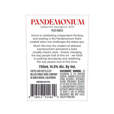 Pandemonium Cabernet Sauvignon - 750ml Bottle