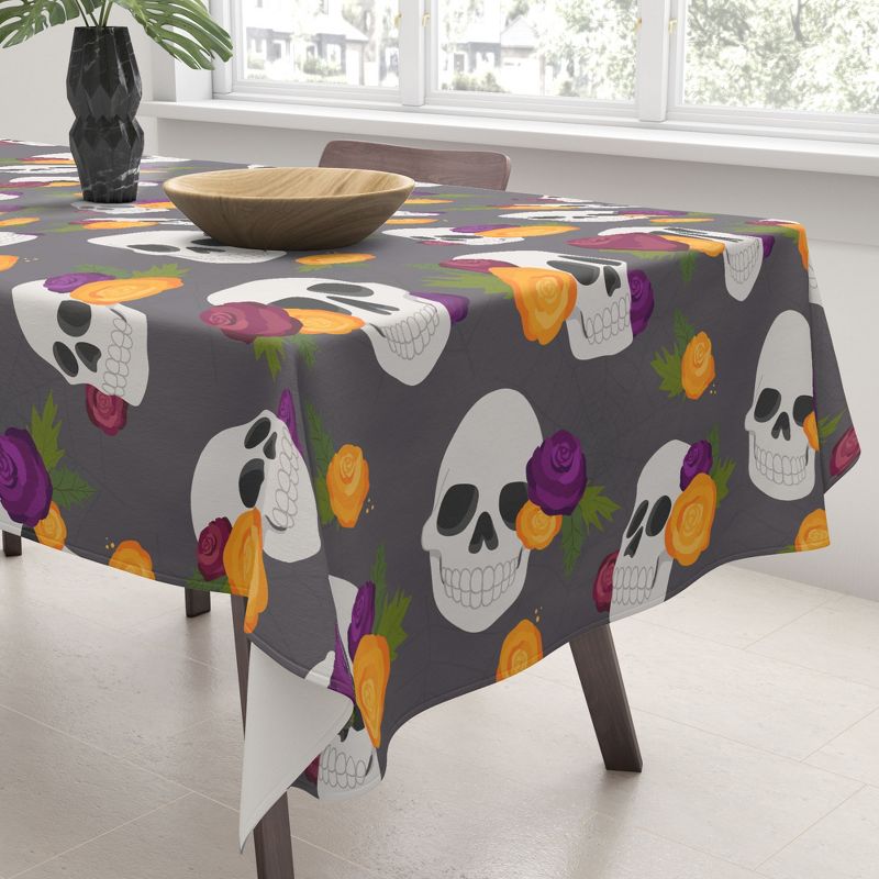 Avenie Halloween Floral Skulls Tablecloth - Deny Designs, 3 of 4