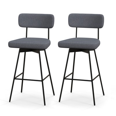 Tangkula 2PCS Swivel Bar Stool 29" Upholstered Bar Height Dining Chair w/ Footrest