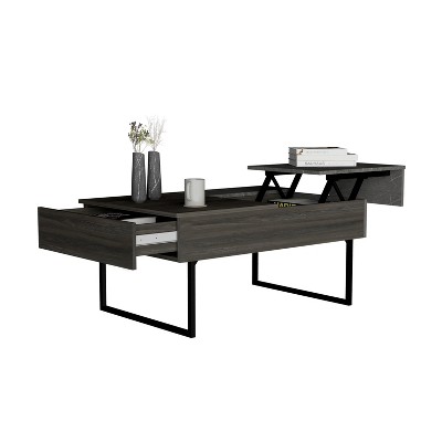 Vynxaria Lift Top Coffee Table Woody Design, Concealed Storage, 4 Reinforced Metallic Legs, Spacious Top: 40.94"W×25"D