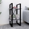 vidaXL 2-Tier Book Cabinet, Concrete Gray, Durable Engineered Wood and Metal Construction, Compact Bookshelf for Home Decor - 2 of 4