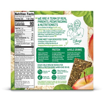 HappyTot Fiber &#38; Protein Organic Apples and Spinach Soft-Baked Oat Bar - 5ct/0.88oz Each_1