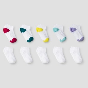 Girls' 10pk Low Cut Athletic Socks - Cat & Jack&#8482 White - 1 of 1