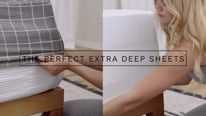 Cotton Fitted Sheet 18" - 24" Inch Extra Deep Pocket - CGK Linens, 6 of 7, play video