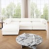 DOMETOUR White Chenille L-Shaped 3-Seater Sofa with Storage Ottoman, Cylindrical Backrest & Armrests, Contemporary Fabric Couch - 2 of 4