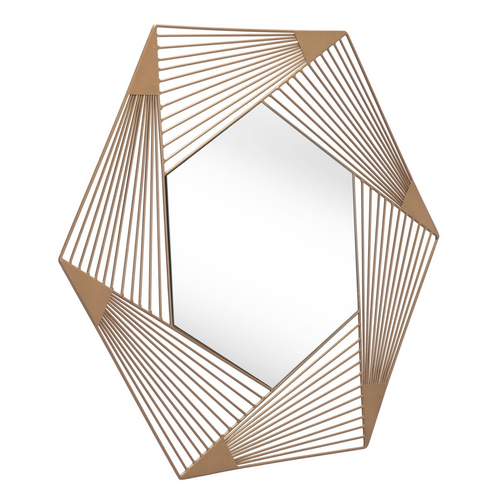 Photos - Wall Mirror Facet Hexagonal Decorative  Gold - ZM Home